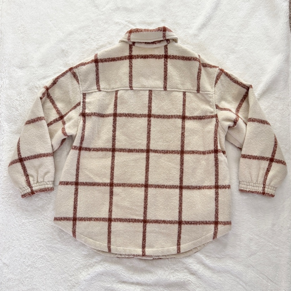 Universal Thread Plaid Oversized Shacket Cream Br… - image 3